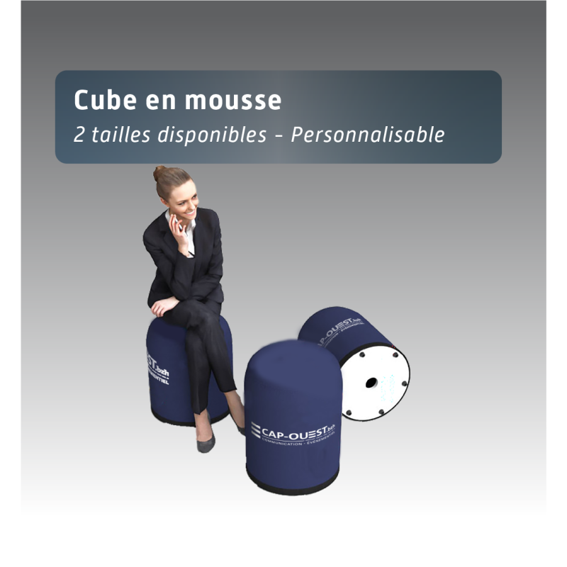 Cube en mousse - 2 tailles disponibles - personnalisable