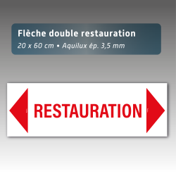 Flèche aquilux double panneau "Restauration" 20*60cm