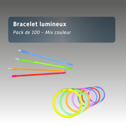 Bracelet lumineux - pack de 100 - Mix couleur