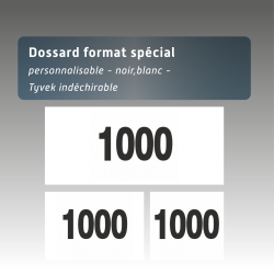 Dossard format spécial personnalisable, noir,blanc - Tyvek indéchirable
