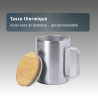Tasse thermique acier inox et bambou - personnalisable
