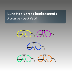 Lunettes verres luminescents - 5 couleurs - paquet de 10