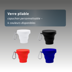 Verre pliable avec capuchon personnalisable et mousqueton