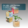 Pot cube en bois - mini fourreau en papier d'herbes