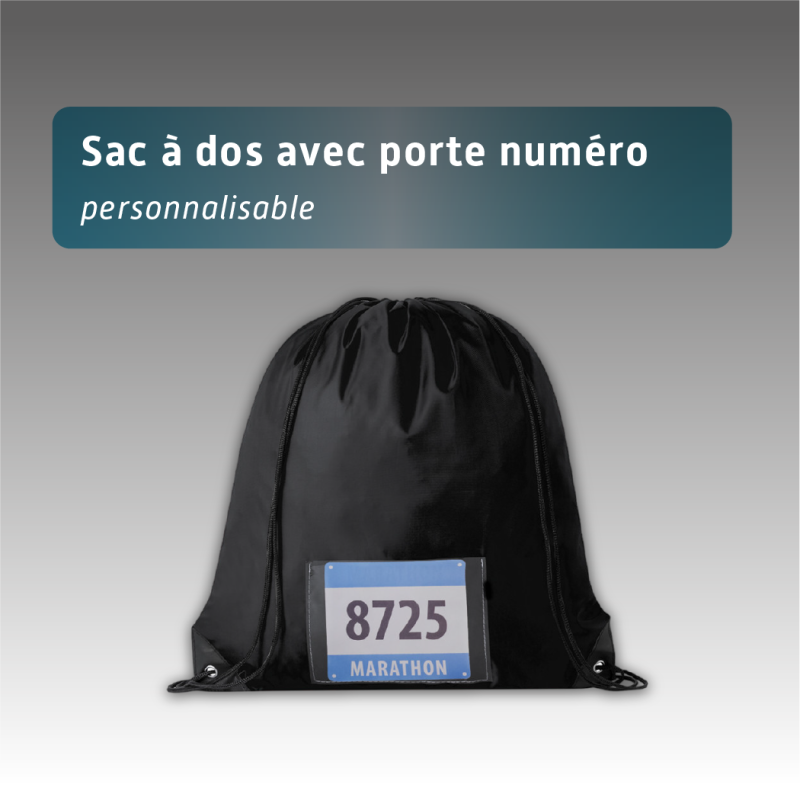 Sac à dos avec porte numéro personnalisable