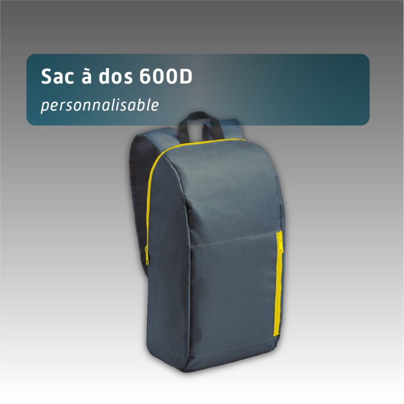 Sac à dos 600D avec poche - 4 couleurs disponibles - personnalisable