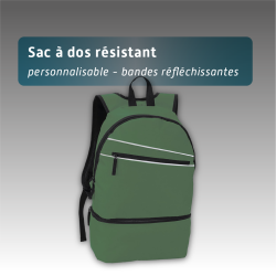 Sac à dos résistant avec bandes réfléchissantes - 6 couleurs disponibles - personnalisable