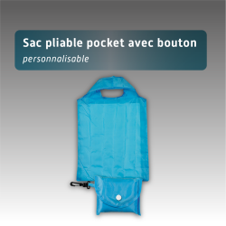 Sac pliable pocket en polyester avec bouton - personnalisable - 6 coloris disponibles