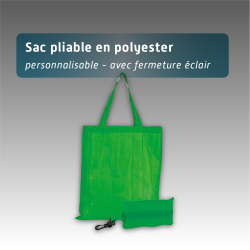 Sac pliable en polyester avec fermeture éclair - personnalisable - 6 coloris disponibles