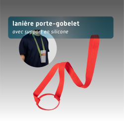 Lanière porte-gobelet personnalisable -Tour de cou avec support en silicone