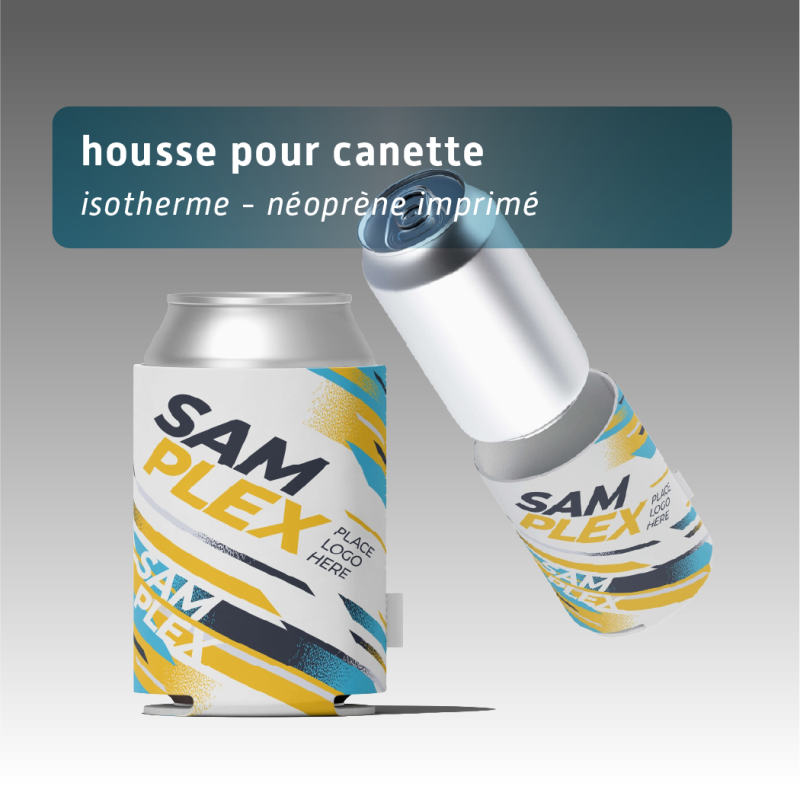 Housse isotherme pour canette personnalisée en néoprène -Impression 360°
