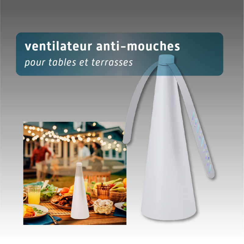 Ventilateur anti-mouches personnalisable -Répulsif silencieux pour tables et terrasses