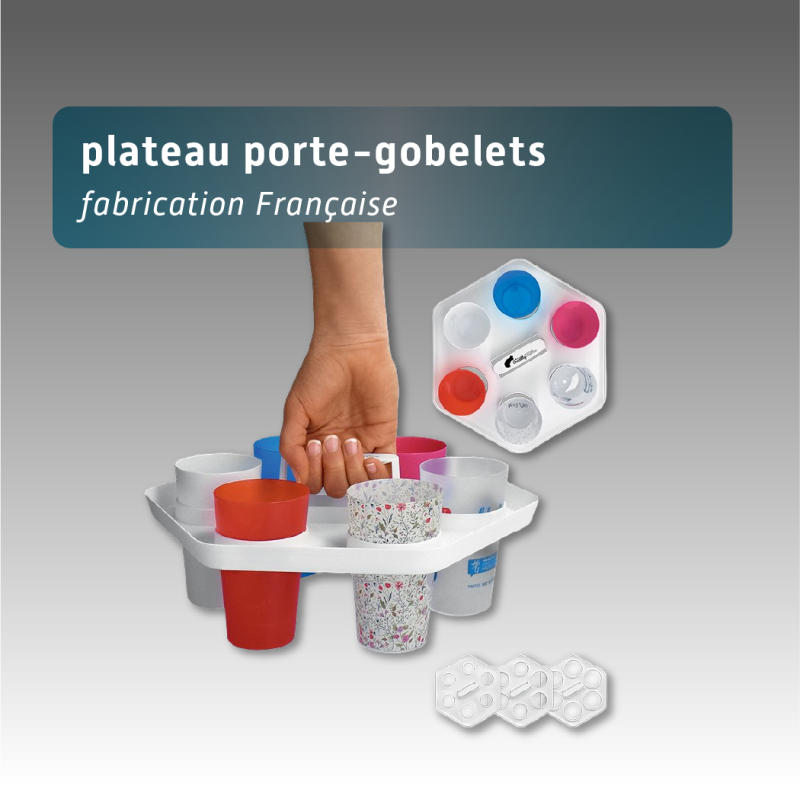 Plateau porte-gobelets personnalisable 6 places - Fabrication française