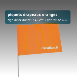 Piquet drapeau de signalisation 40 cm tige acier - lot de 100 - pvc