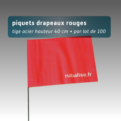 Piquet drapeau de signalisation 40 cm tige acier - lot de 100 - pvc