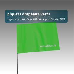 Piquet drapeau de signalisation 40 cm tige acier - lot de 100 - pvc
