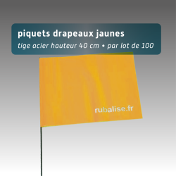 Piquet drapeau de signalisation 40 cm tige acier - lot de 100 - pvc