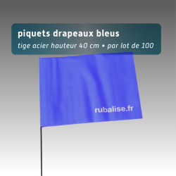 Piquet drapeau de signalisation 40 cm tige acier - lot de 100 - pvc