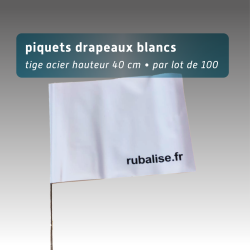 Piquet drapeau de signalisation 40 cm tige acier - lot de 100 - pvc