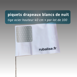 Piquet drapeau de signalisation 40 cm tige acier - lot de 100 - avec pastille réfléchissante