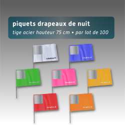 Piquet drapeau de signalisation 75 cm tige acier - lot de 100