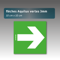 Flèches de balisage en Aquilux® 10 x 10 cm avec fond coloré