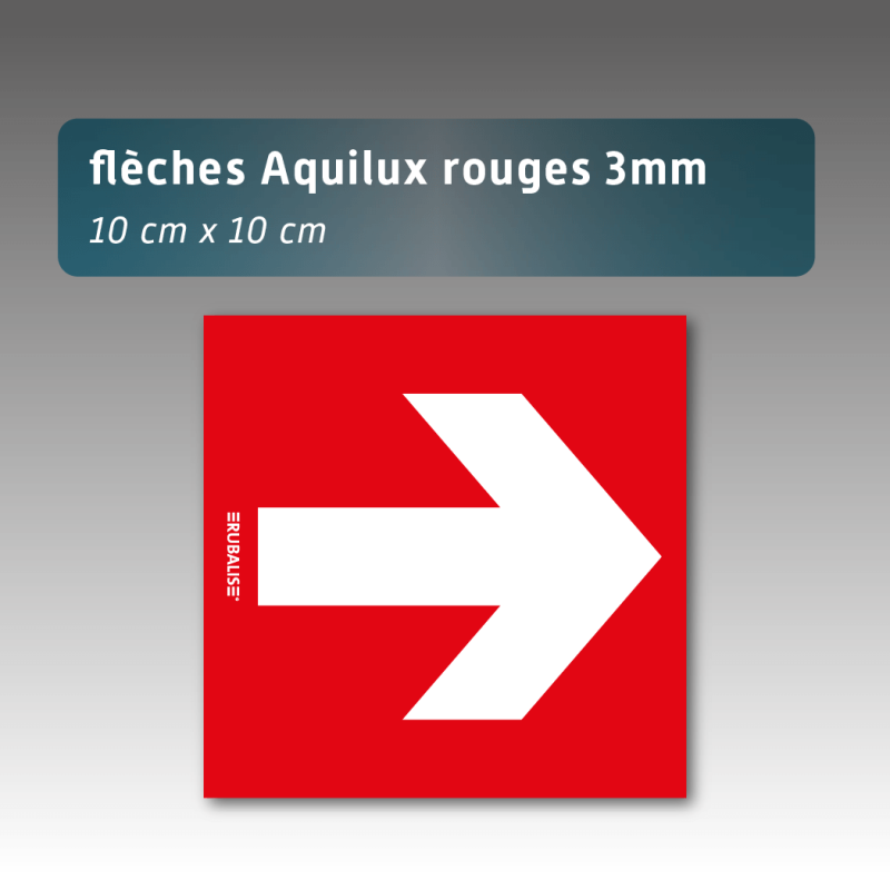 Flèches de balisage en Aquilux® 10 x 10 cm avec fond coloré