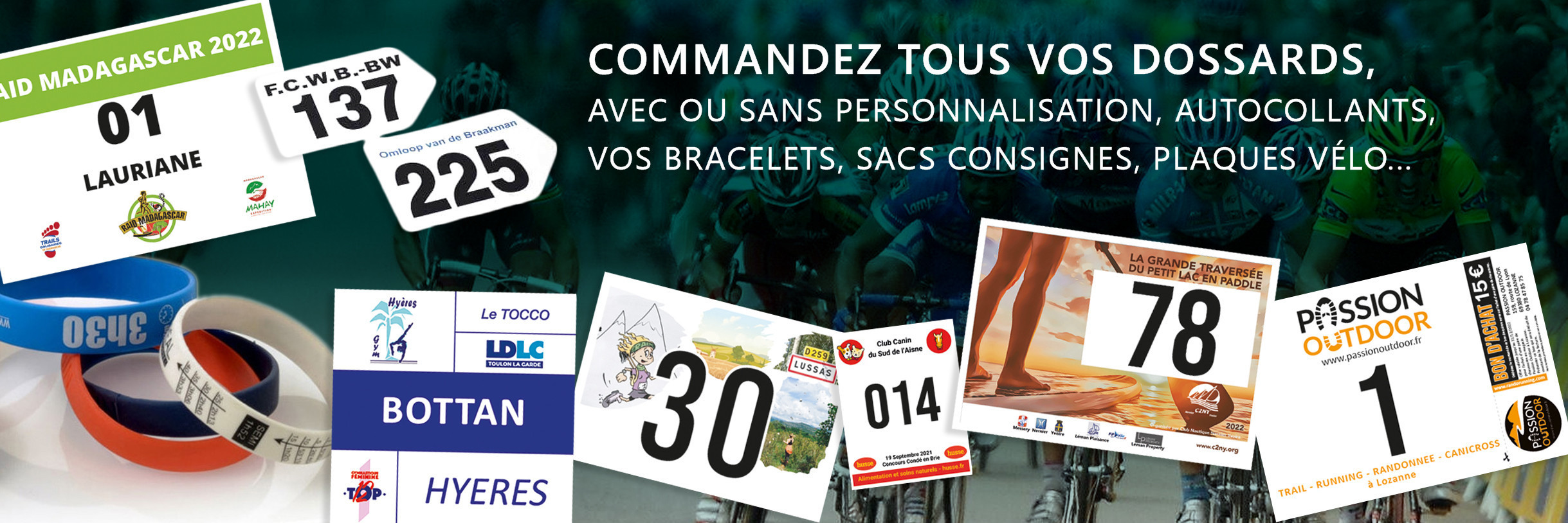 Dossard, plaque vélo, épingles à nourrice ...